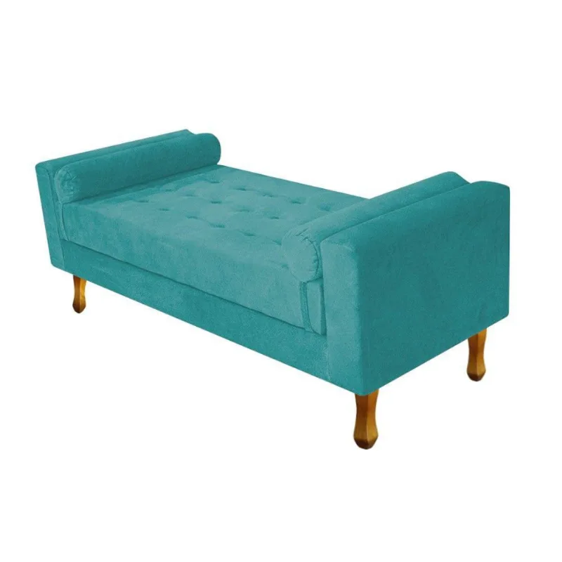 Recamier Baú Félix Queen 160cm Suede Turquesa Doce Sonho