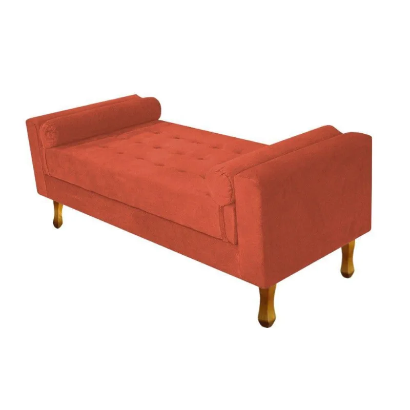 Recamier Baú Félix King 195cm Suede Terracota Doce Sonho