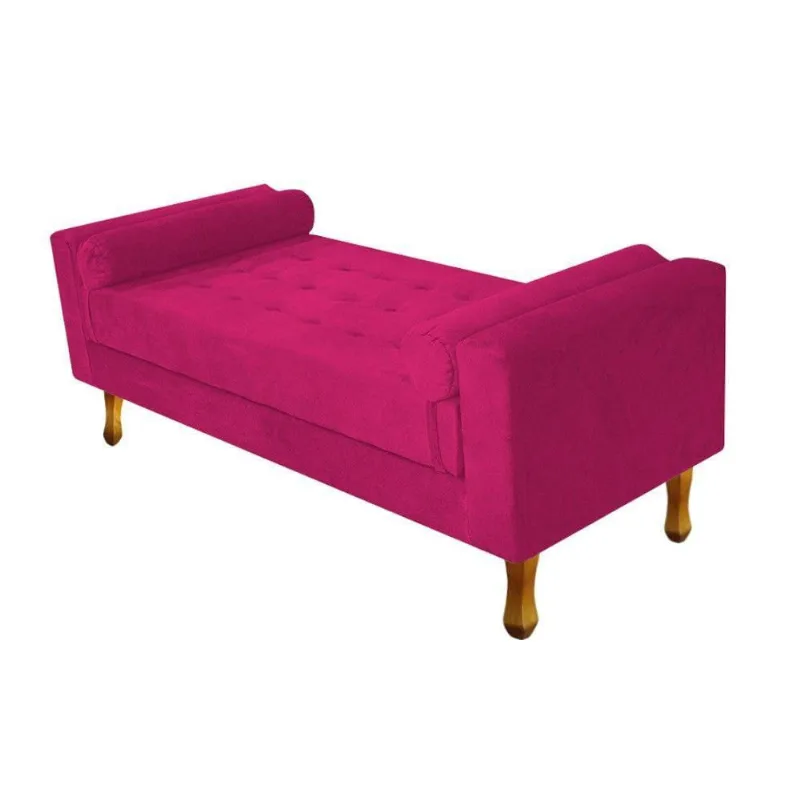 Recamier Baú Félix King Size 195cm Suede Pink Doce Sonho