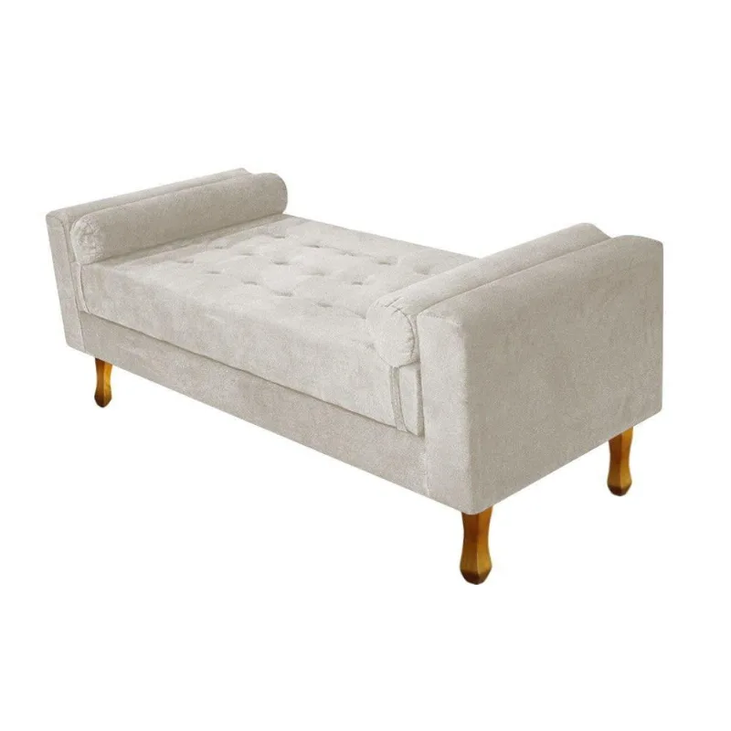 Recamier Baú Félix King Size 195cm Suede Bege Adj Decor