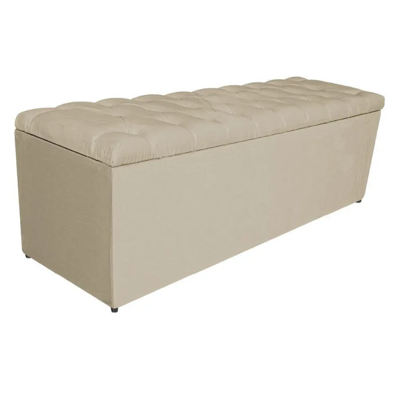 Calçadeira Estofada Liverpool 140cm Casal Corano Bege