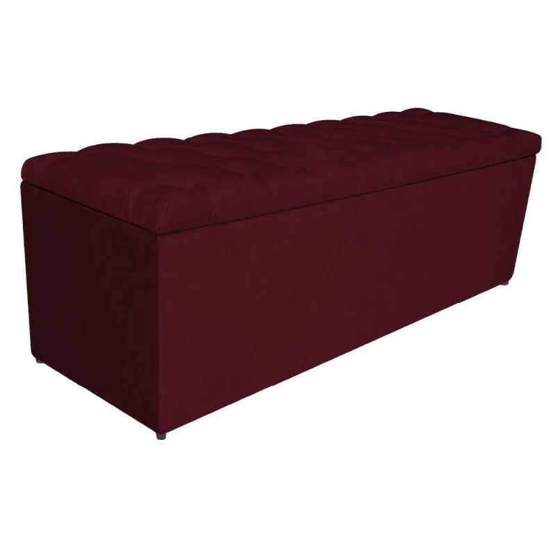 Calçadeira Estofada Liverpool 140cm Casal Suede Bordô