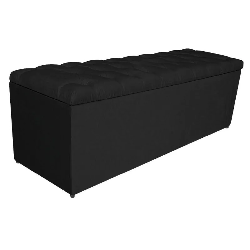 Calçadeira Estofada Liverpool 140cm Casal Suede Preto