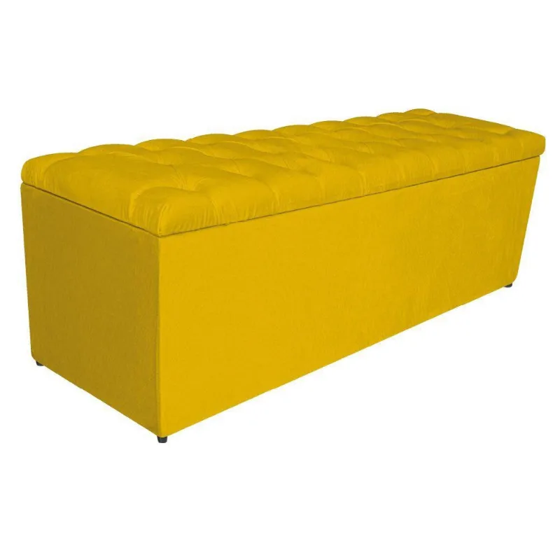 Calçadeira Estofada Liverpool 195cm King Size Suede Amarelo