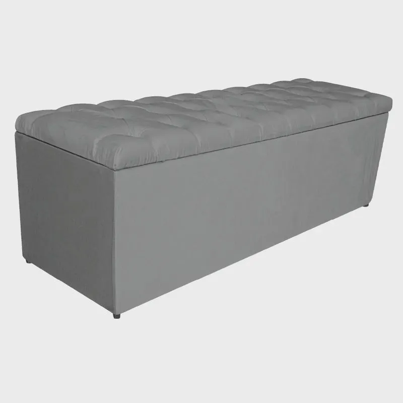 Calçadeira Estofada Liverpool 195 cm King Size Suede Cinza - adj Decor