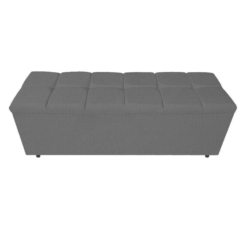 Calçadeira Estofada Manchester 140 Cm Casal Linho Chumbo