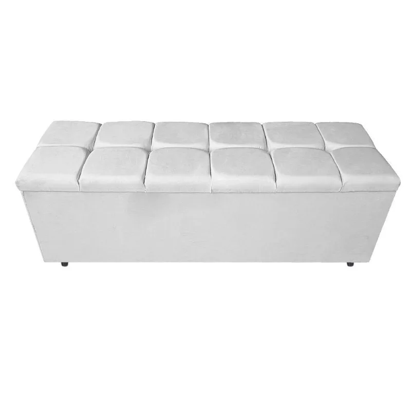 Calçadeira Estofada Manchester 140 Cm Casal Suede Branco
