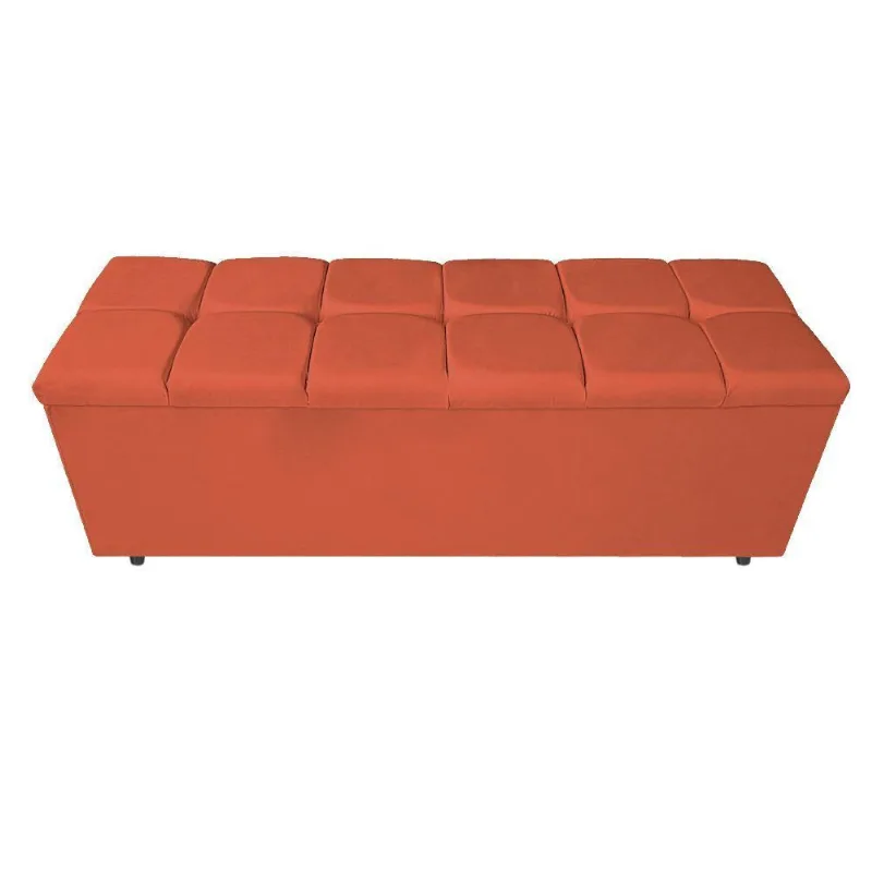 Calçadeira Estofada Manchester 140 Cm Casal Suede Terracota