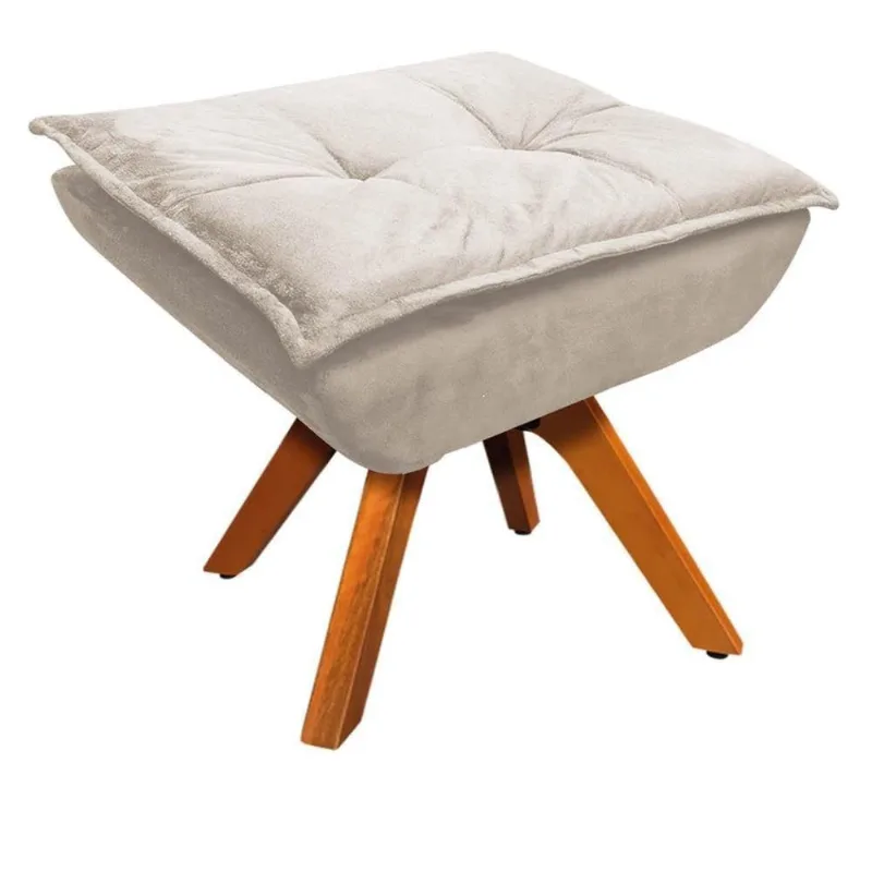 Puff Base Giratória Suede Bege