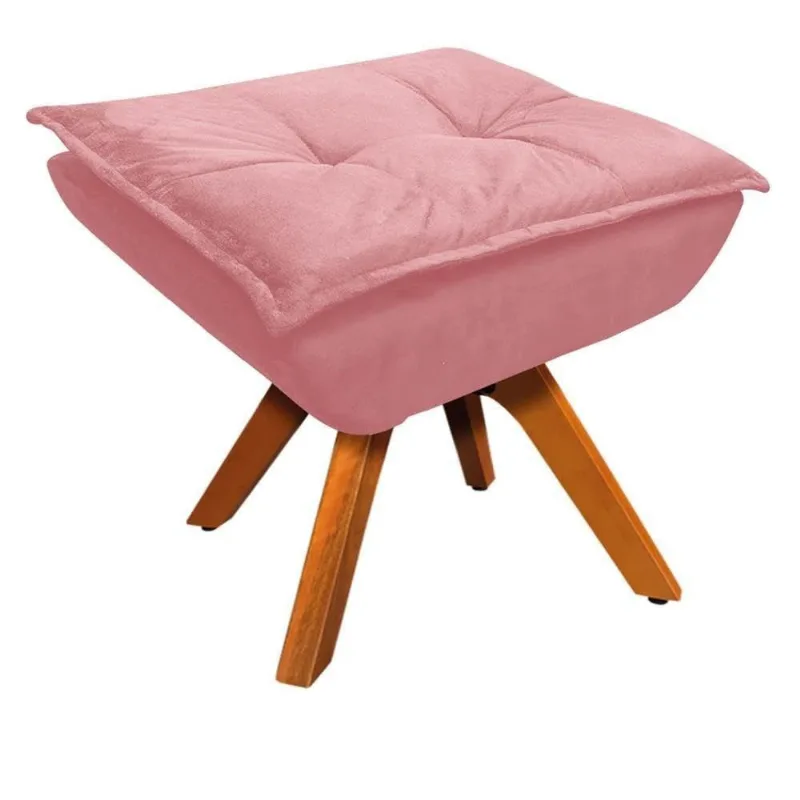 Puff Base Giratória Suede Rose