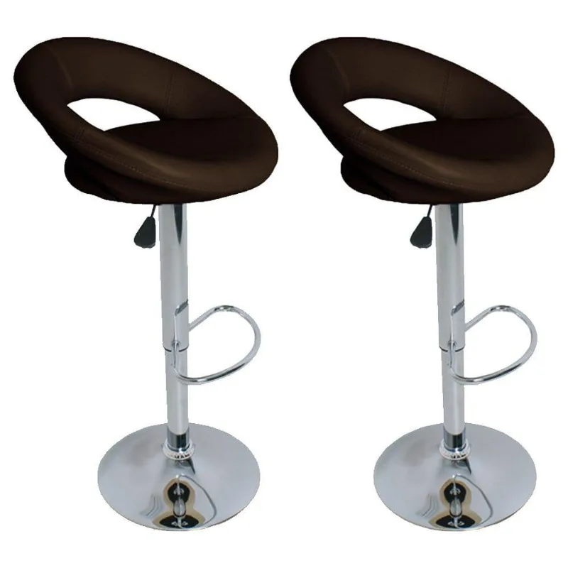 Kit 2 Banquetas Estofadas Lux com Regulagem Marrom Mpozenato