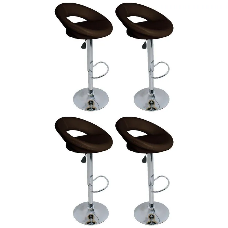 Kit 4 Banquetas Estofadas Lux com Regulagem Marrom Mpozenato