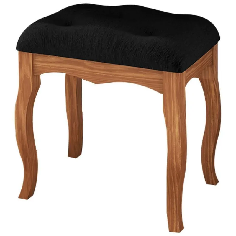 Banqueta Estofada Baixa Alice M19 Preto/Imbuia