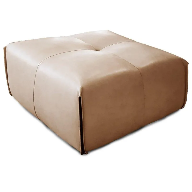 Puff Decorativo Quadrado Filadélfia T02 Couro Matte Nude