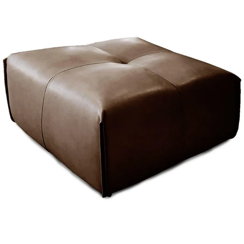 Puff Decorativo Quadrado Filadélfia T02 Couro Marrom