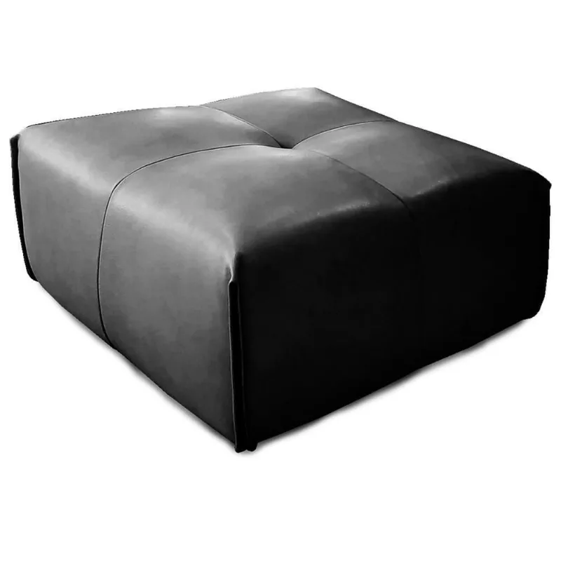 Puff Decorativo Quadrado Filadélfia T02 Couro Preto
