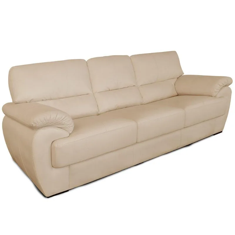Sofá 225cm 3 Lugares Denver T02 Couro Matte Nude Mpozenato