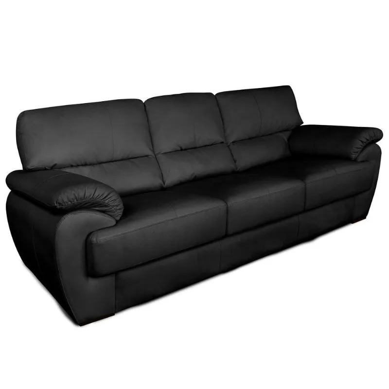Sofá 225cm 3 Lugares Denver T02 Couro Preto Mpozenato