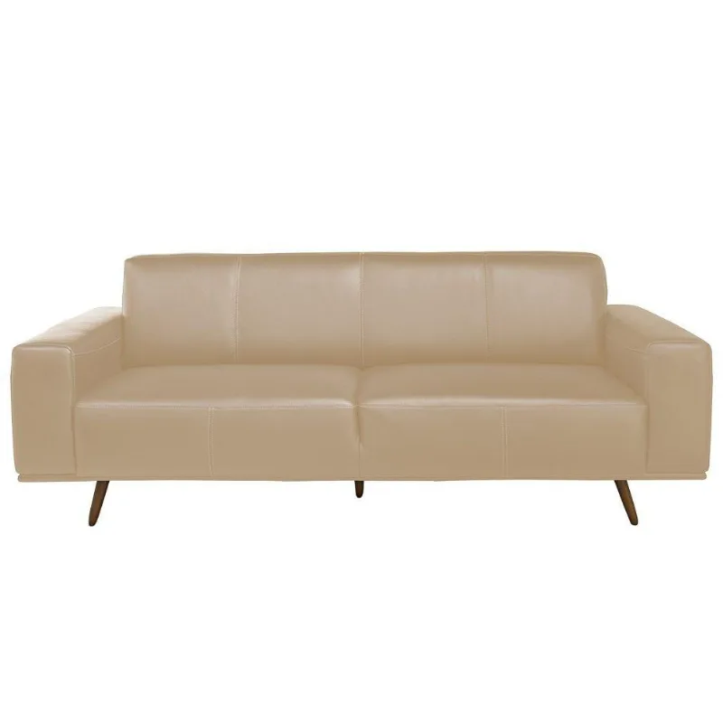 Sofá 250cm Pés Palito 3 Lugares Quebec T02 Couro Matte Nude