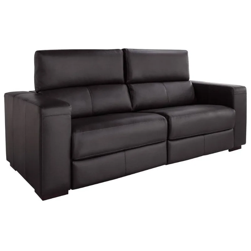 Sofá 210cm Reclinável 2 Lugares Chicago T02 Couro Preto