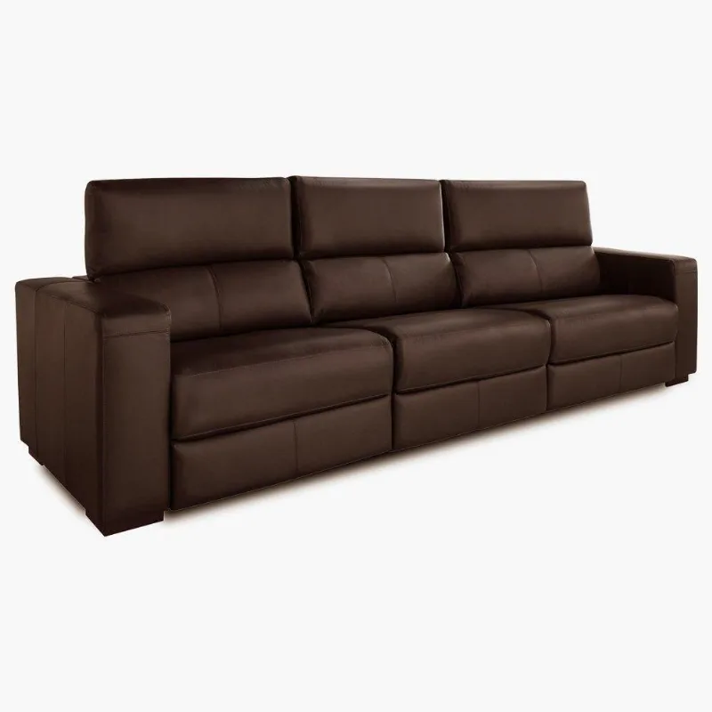Sofá 263cm Reclinável 3 Lugares Chicago T02 Couro Marrom
