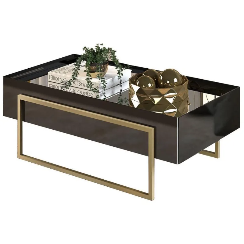 Mesa De Centro Espelhada D04 Sírius Preto Gloss