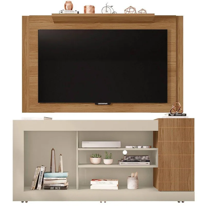 Rack Bancada e Painel para Tv Até 55 Pol. Off White Buriti