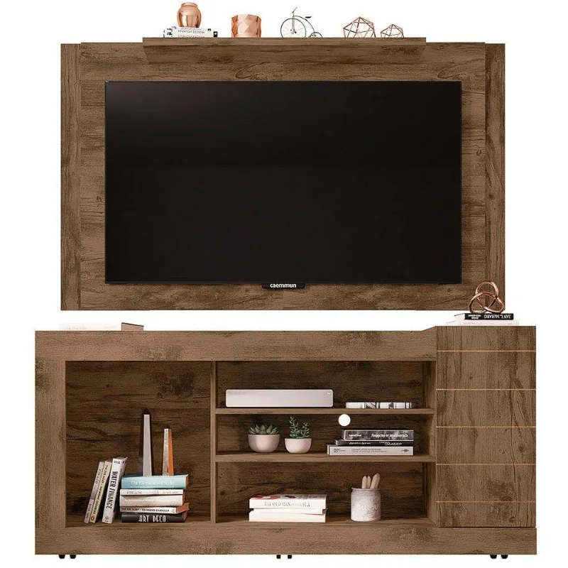Rack Bancada e Painel Extensível para Tv Até 55 Pol. Jatobá