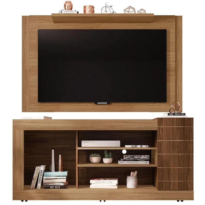 Rack Bancada e Painel Para Tv Até 55 Pol. Buriti Havana