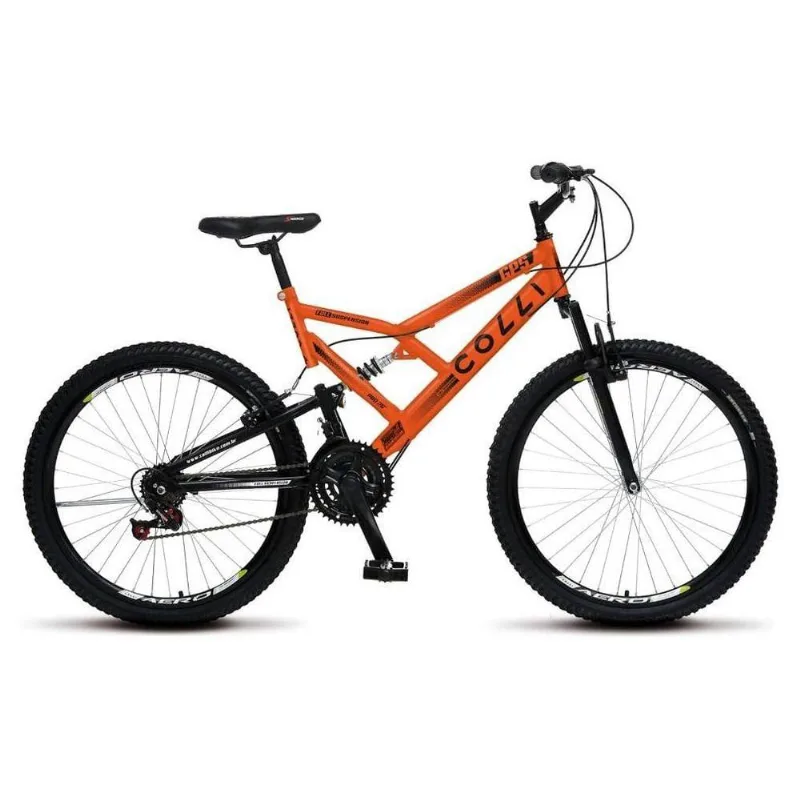 Bicicleta Gps Aro 26 Aço 21 Marchas Dupla Suspensão Freio V-brake Laranja Neon