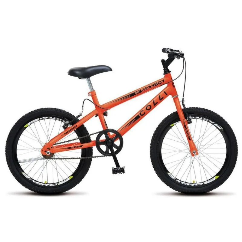 Bicicleta Max Boy Infantil Juvenil Aro 20 Aço Freio V-brake Laranja Neon