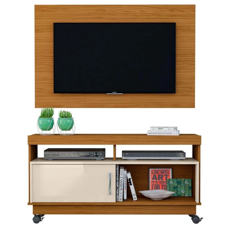 Rack Bancada Painel Suspenso Tv até 50`` Naturale/Off White