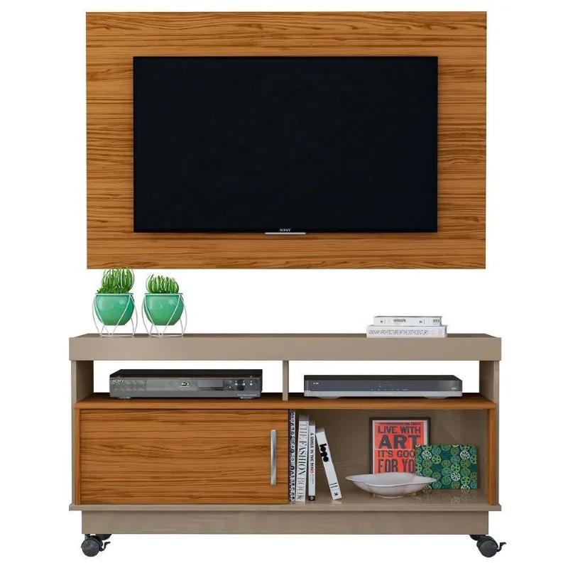 Rack Bancada Painel Suspenso Tv Até 50´´ Fendi/Naturale