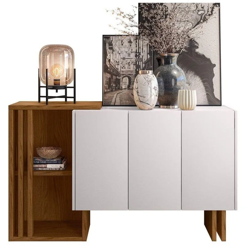 Balcão Aparador Buffet Bells 3 Portas N02 Ypê/off White