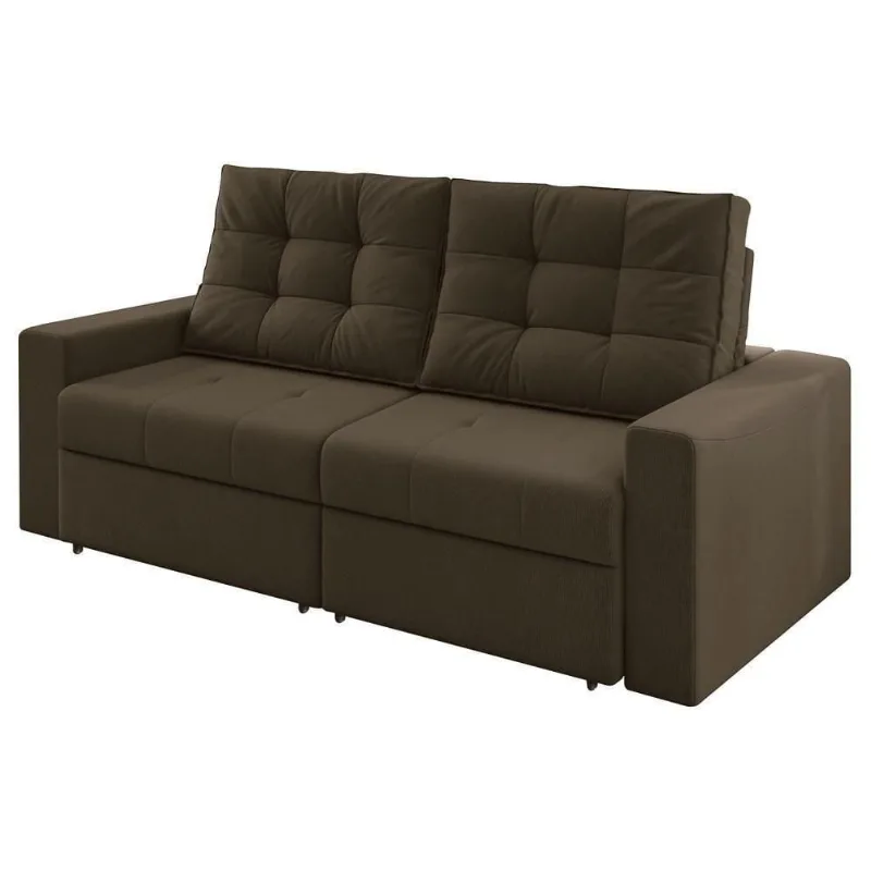 Sofá Retrátil E Reclinável 232cm 2 Lugares Marrom Escuro