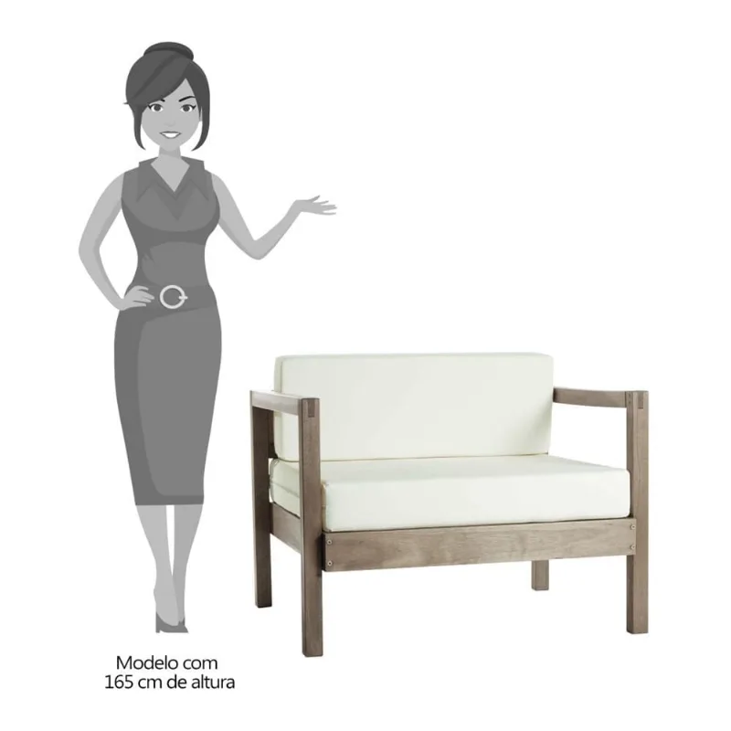 Kit 2 Poltronas de Jardim com Almofada Lazy Nogueira - Mão & Formão