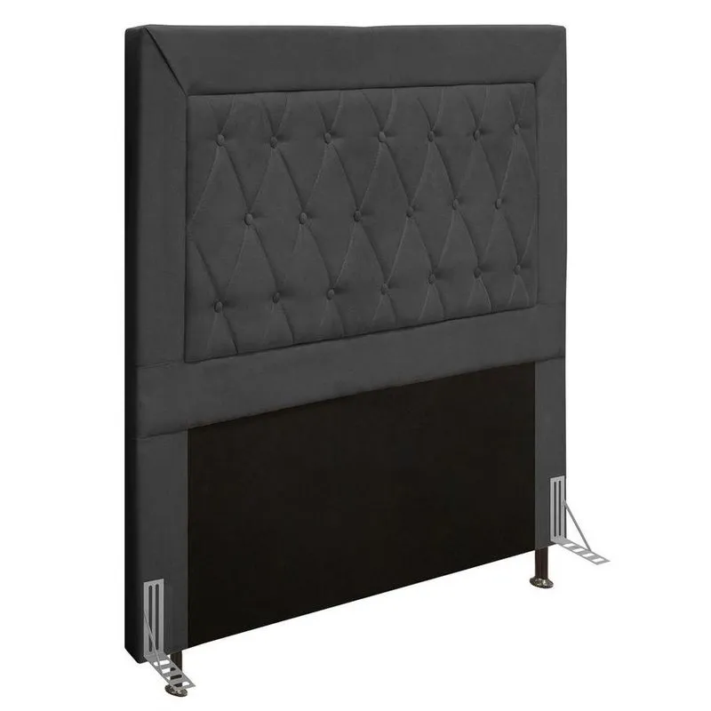 Cabeceira Cama Box Solteiro 90Cm D10 Turmalina Suede Cinza - Mpozenato