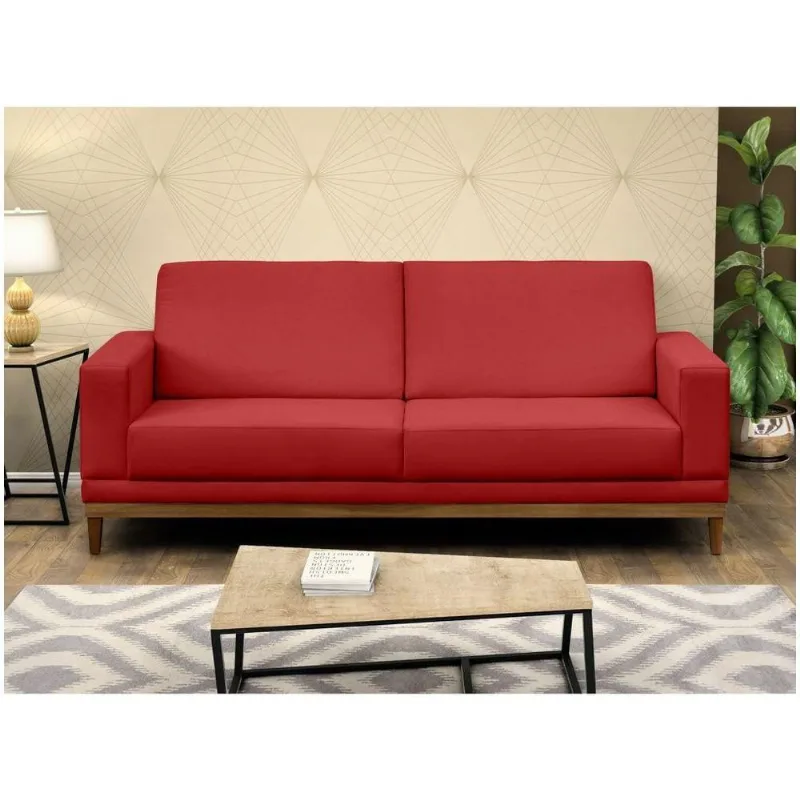 Sofá Kayrós 160Cm 2 Lugares D05 Suede Vermelho - Mpozenato