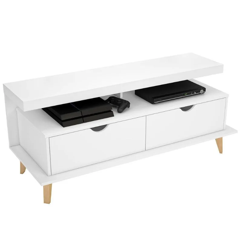 Rack Bancada Tv Até 55'' 130Cm 2 Gavetas Evoque F06 Branco