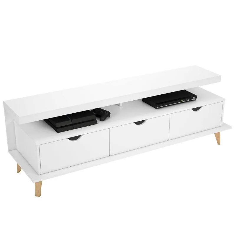 Rack Bancada Tv Até 60'' 160Cm 3 Gavetas Evoque F06 Branco