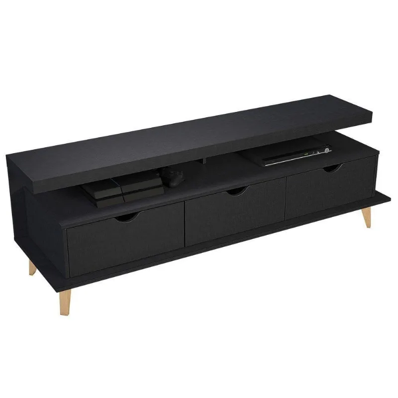 Rack Bancada Para Tv Até 60'' 160Cm 3 Gavetas Evoque F06 Preto