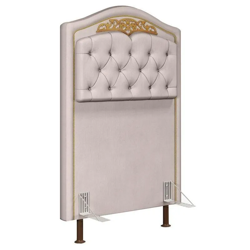 Cabeceira Cama Box Solteiro 90cm Com Tachas Imperial Veludo J02 Bege - Mpozenato