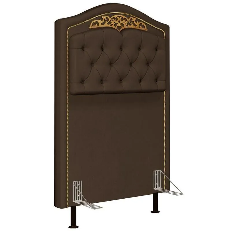 Cabeceira Cama Box Solteiro 90cm Com Tachas Imperial Veludo J02 Chocolate - Mpozenato