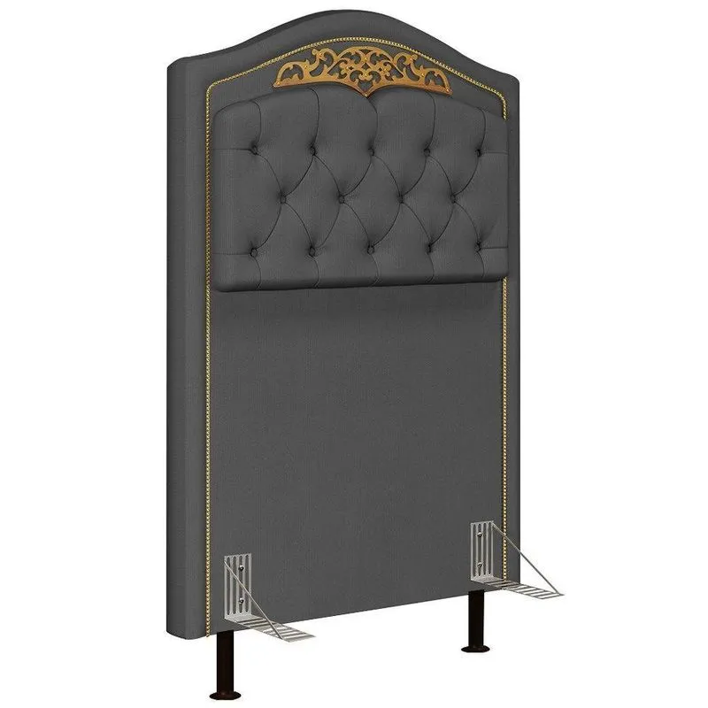 Cabeceira Cama Box Solteiro 90Cm Suede Chumbo