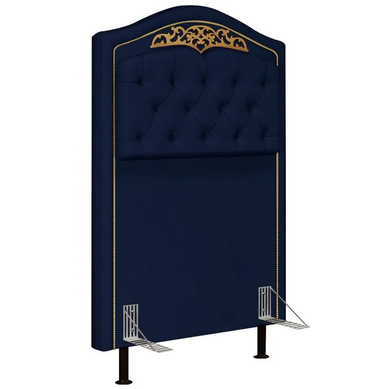 Cabeceira Cama Box Solteiro 90cm Imperial Veludo J02 Azul - Mpozenato