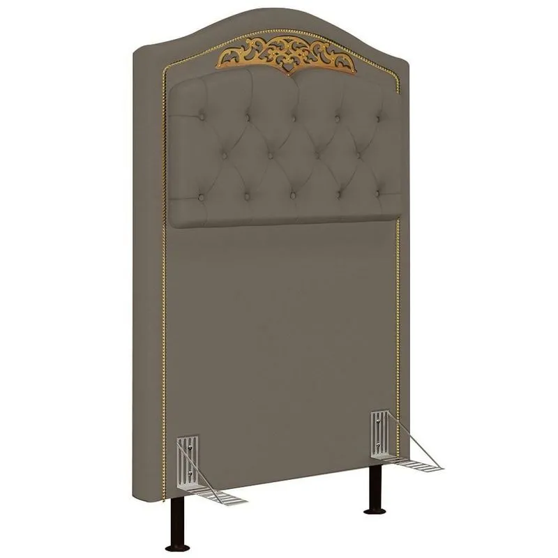 Cabeceira Cama Box Solteiro 90cm Com Tachas Imperial J02 Sintético Areia - Mpozenato