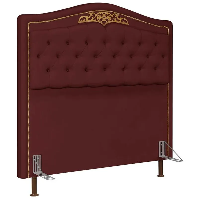 Cabeceira Cama Box Casal 140cm Com Tachas Imperial Veludo J02 Bordô - Mpozenato