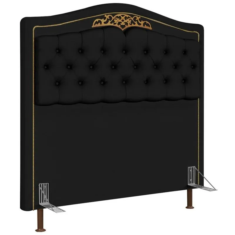 Cabeceira Cama Box Casal 140cm Com Tachas Imperial J02 Sintético Preto - Mpozenato