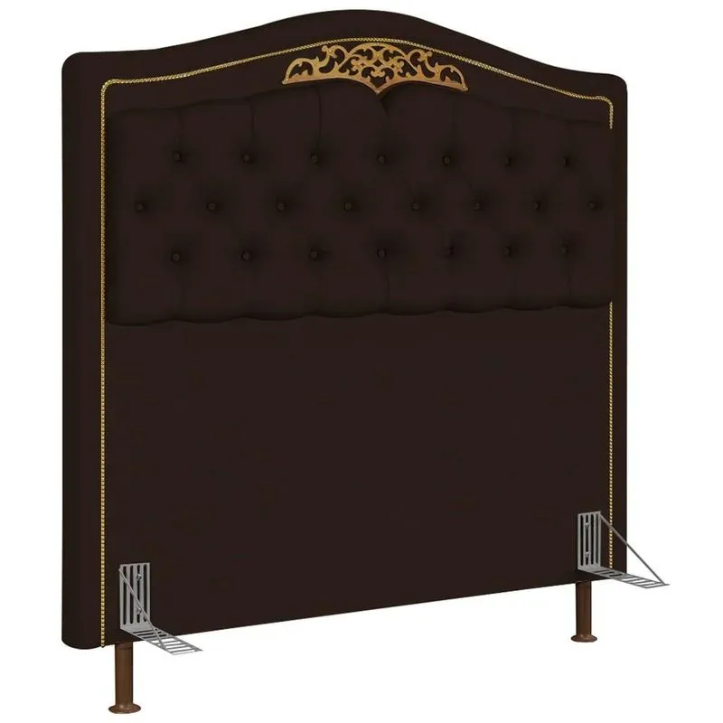 Cabeceira Cama Box Casal 140cm Com Tachas Imperial J02 Sintético Marrom Escuro - Mpozenato