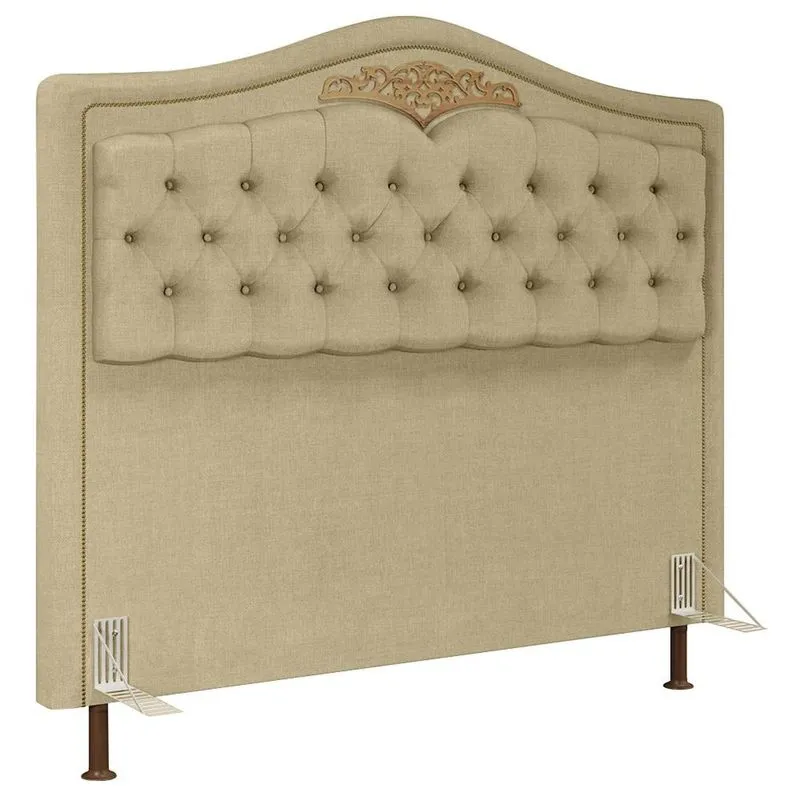 Cabeceira Cama Box Casal 140cm Com Tachas Imperial J02 Linho Areia - Mpozenato